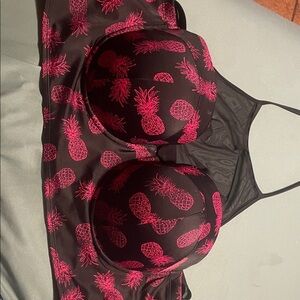 Torrid Black Bikini Top with Pink Pineapples
